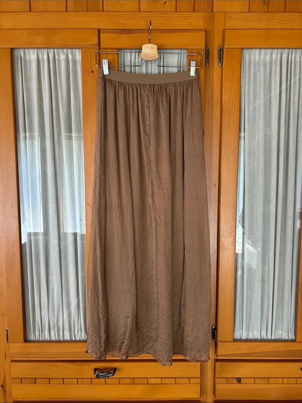 Women's Maxi Skirt in Light Brown - Classic Flow
